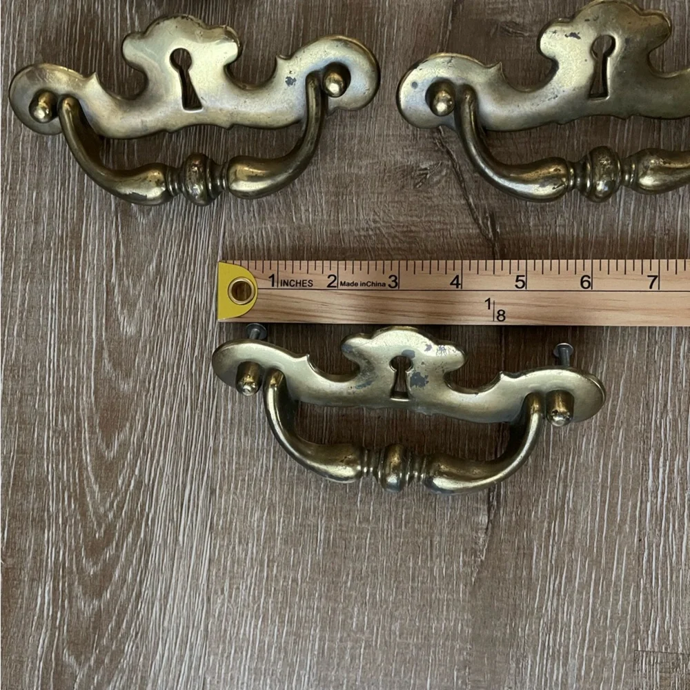 Vintage Antique-Style Brass Drawer Pulls - Set of 5